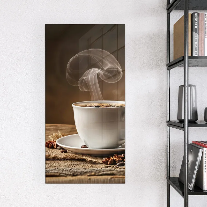 Glas Magnettafel - Dampfende Kaffeetasse