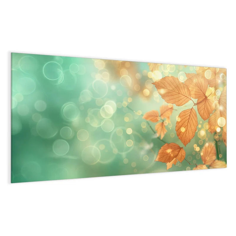 Glas Magnettafel - Blätter vor Türkis