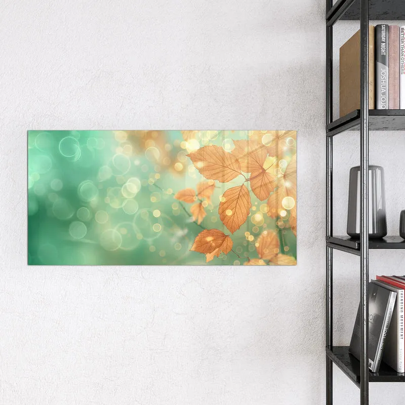 Glas Magnettafel - Blätter vor Türkis