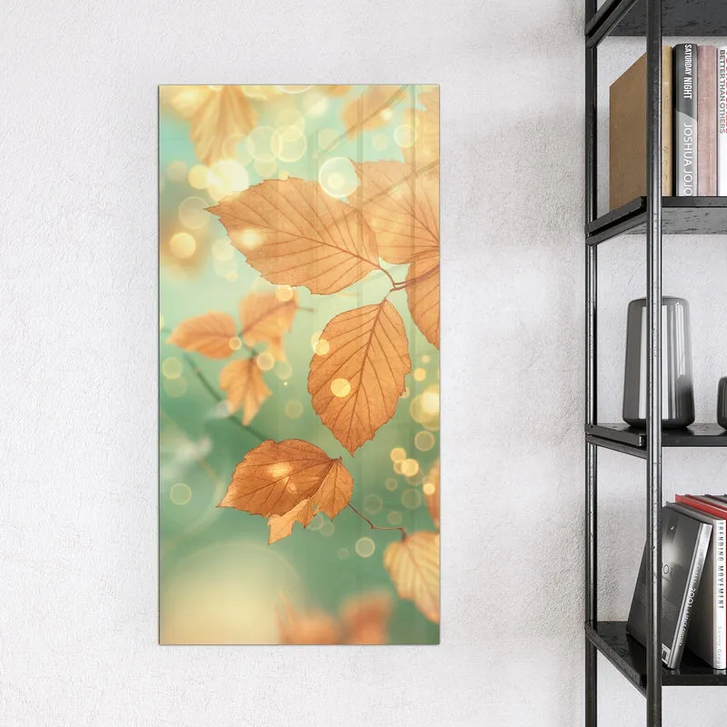 Glas Magnettafel - Blätter vor Türkis
