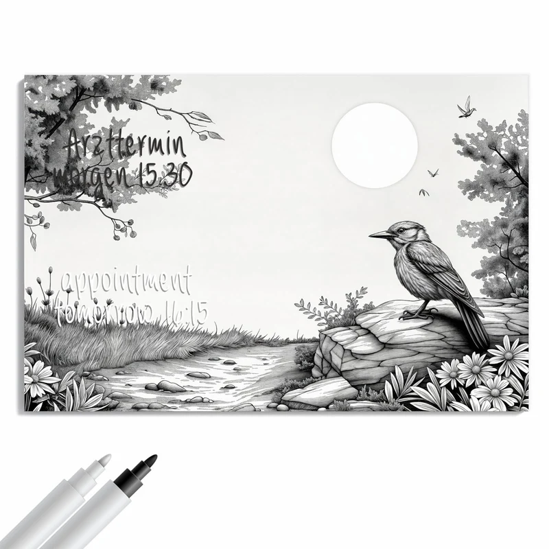 Metall Magnettafel - Vogel auf dem Felsen