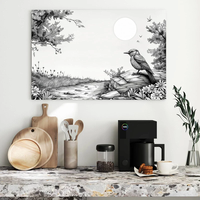 Metall Magnettafel - Vogel auf dem Felsen