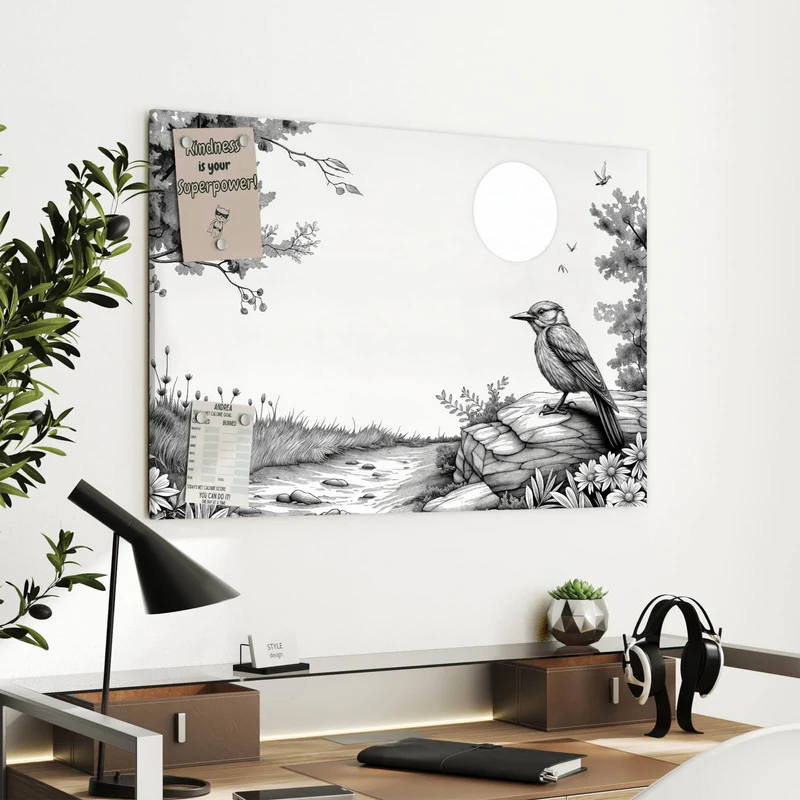 Metall Magnettafel - Vogel auf dem Felsen