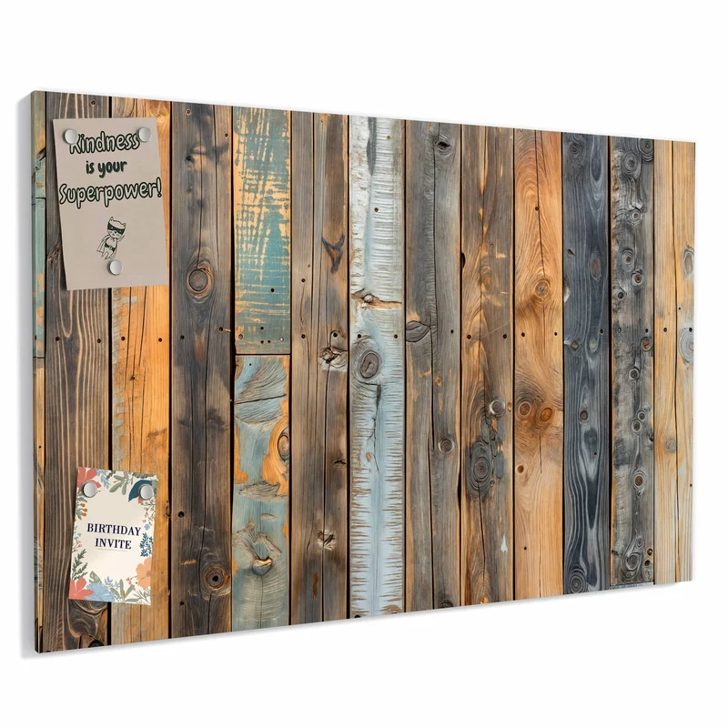 Metall Magnettafel - Bunte Holzwand