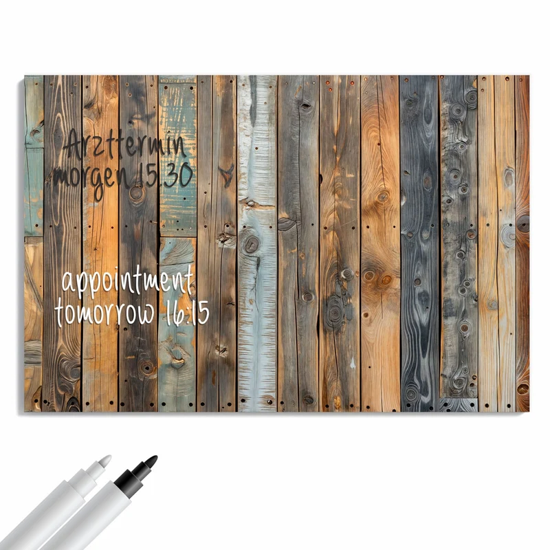 Metall Magnettafel - Bunte Holzwand