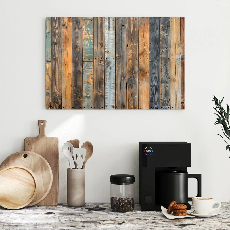 Metall Magnettafel - Bunte Holzwand