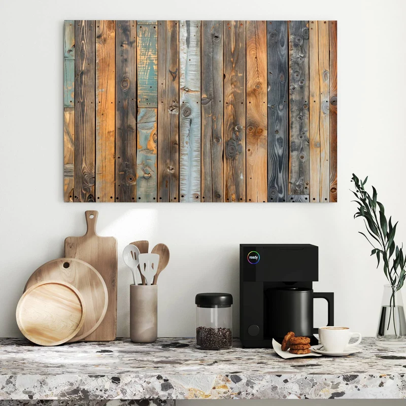 Metall Magnettafel - Bunte Holzwand