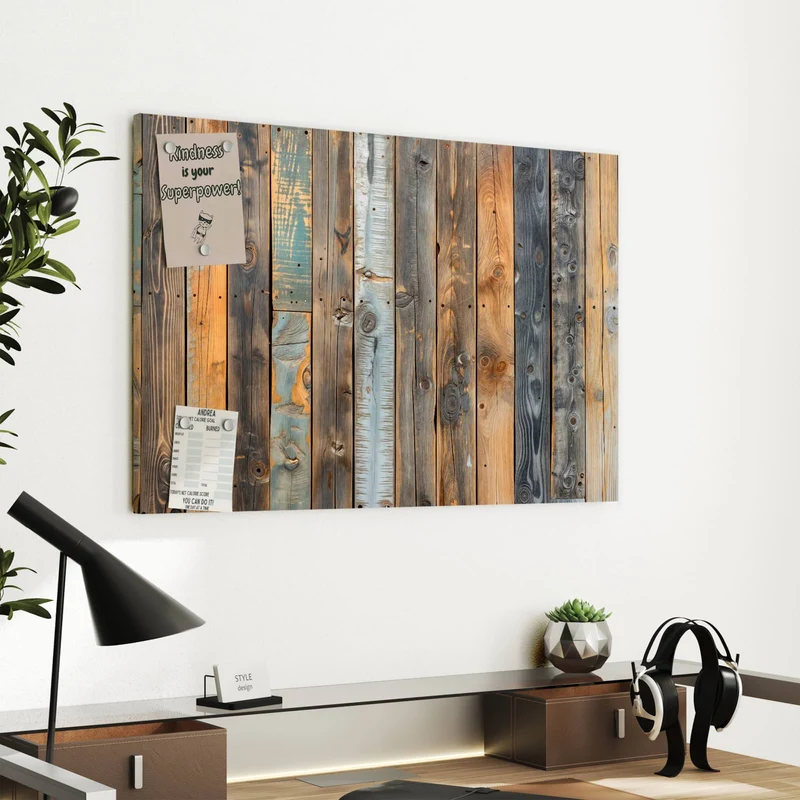 Metall Magnettafel - Bunte Holzwand