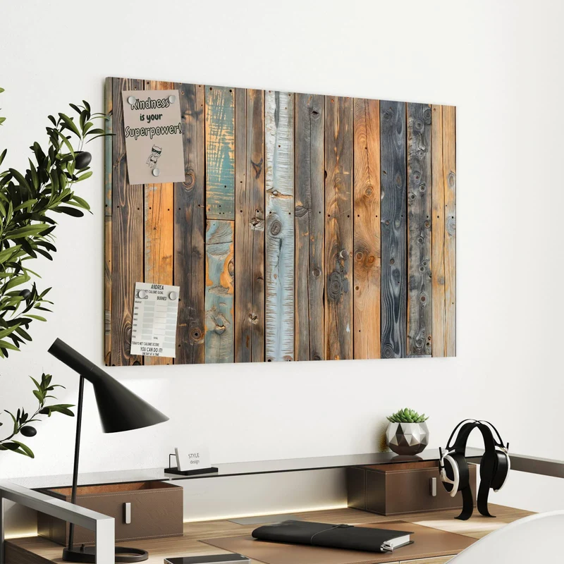 Metall Magnettafel - Bunte Holzwand