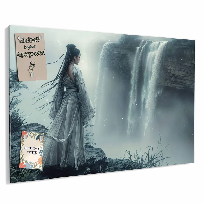 Metall Magnettafel - Frau am Wasserfall