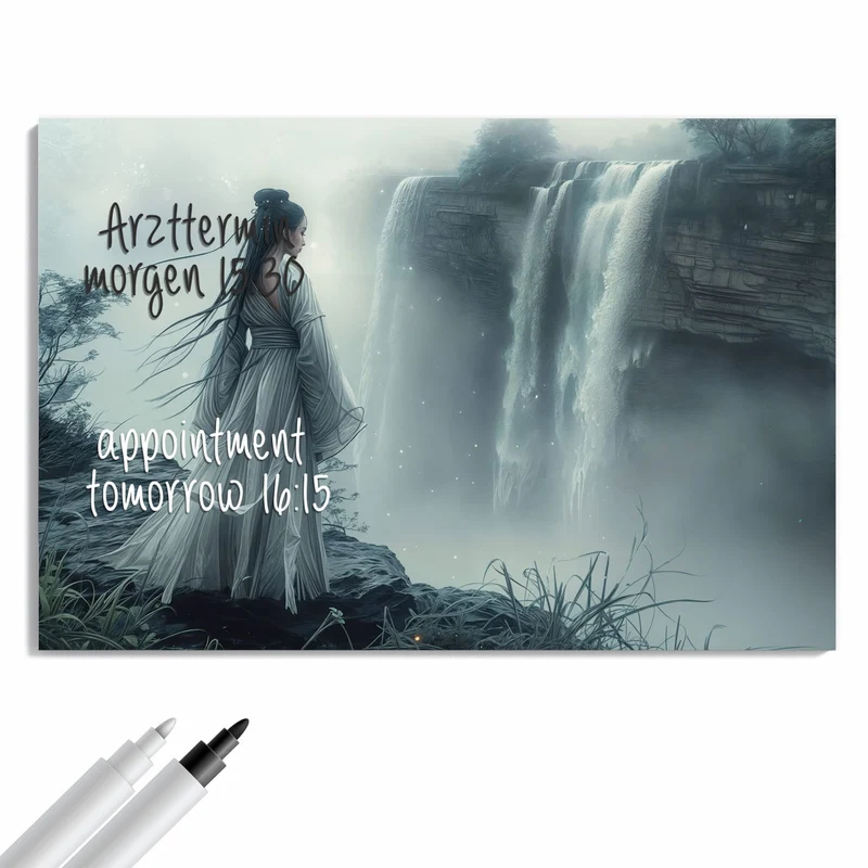 Metall Magnettafel - Frau am Wasserfall