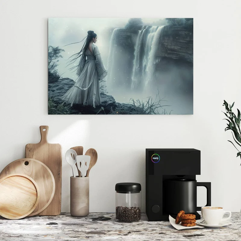Metall Magnettafel - Frau am Wasserfall