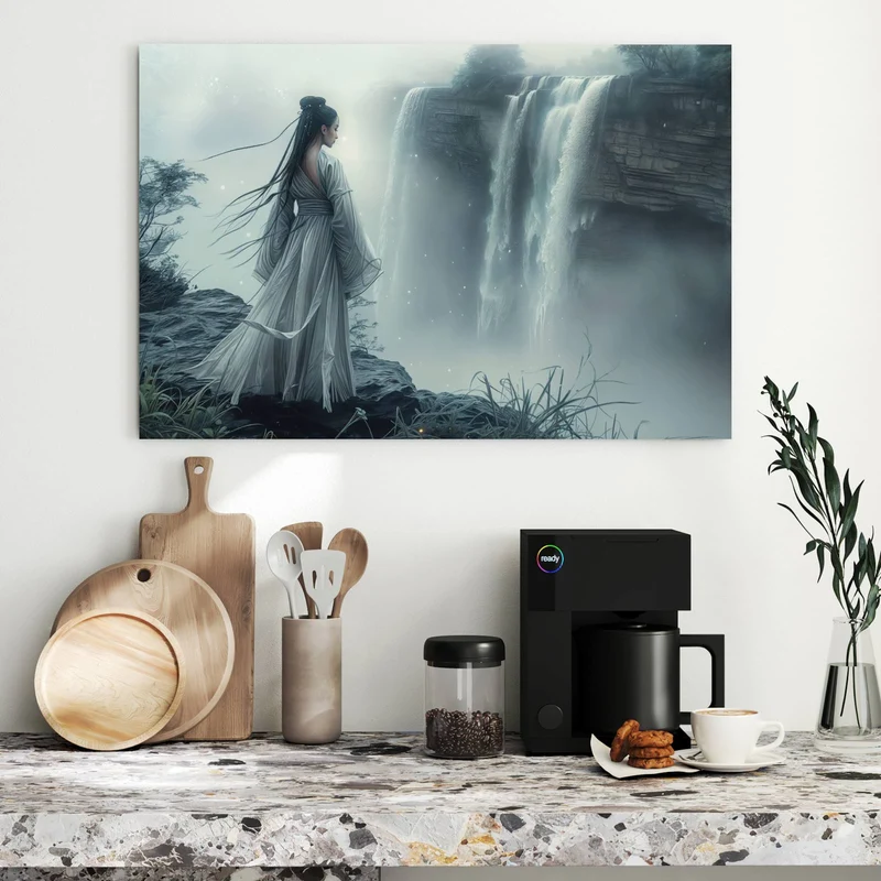 Metall Magnettafel - Frau am Wasserfall