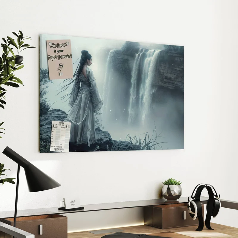 Metall Magnettafel - Frau am Wasserfall