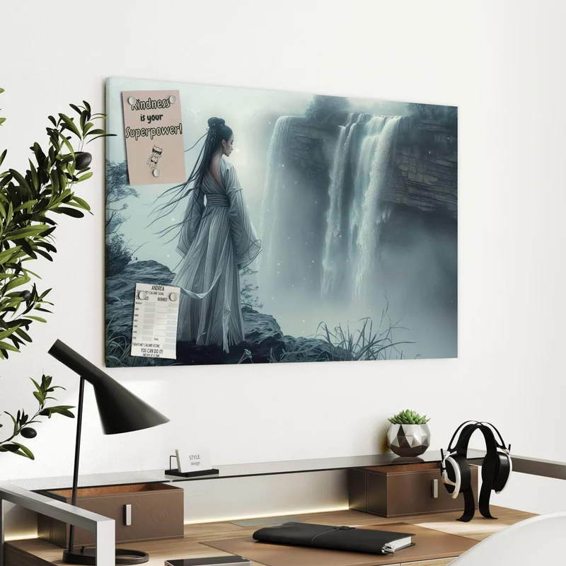 Metall Magnettafel - Frau am Wasserfall