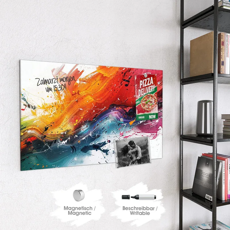 Glas Magnettafel - Farbenexplosion