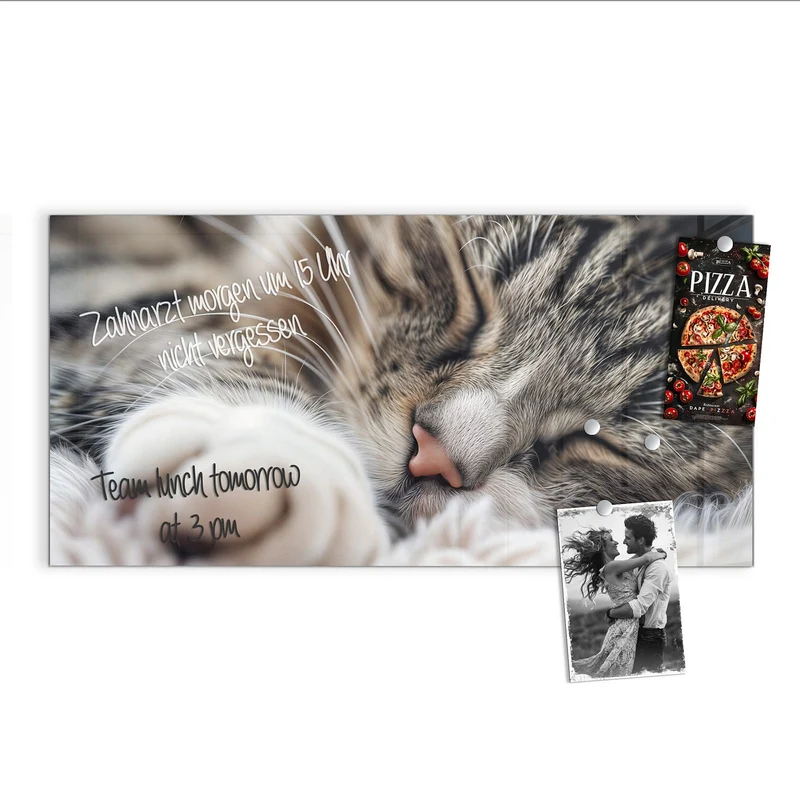 Glas Magnettafel - Schlafende Katze