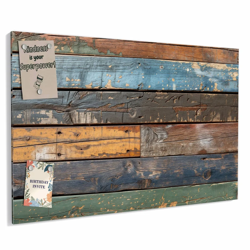 Metall Magnettafel - Planken in Blau und Rost