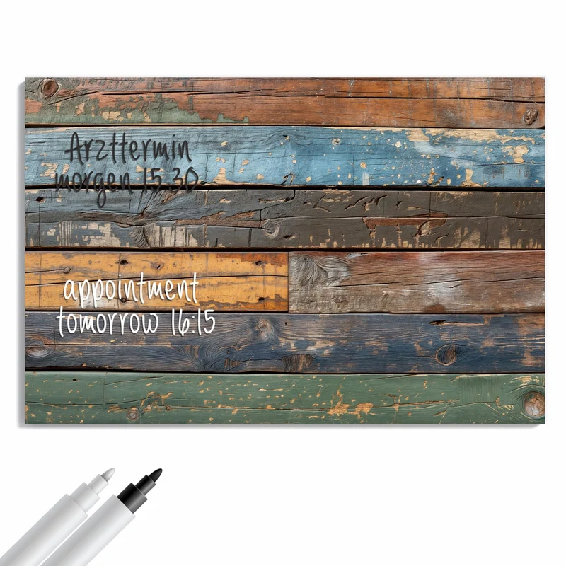 Metall Magnettafel - Planken in Blau und Rost