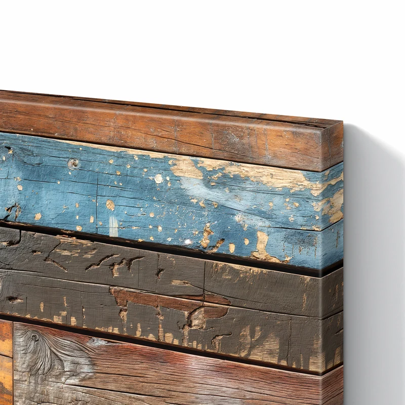 Metall Magnettafel - Planken in Blau und Rost