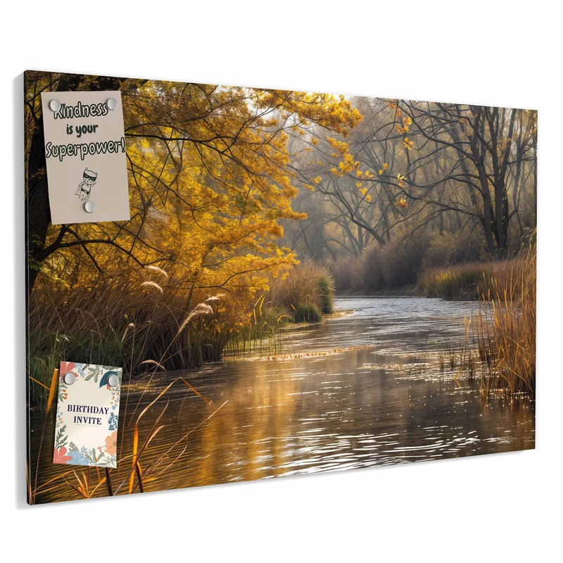 Metall Magnettafel - Schilf am Herbstfluss