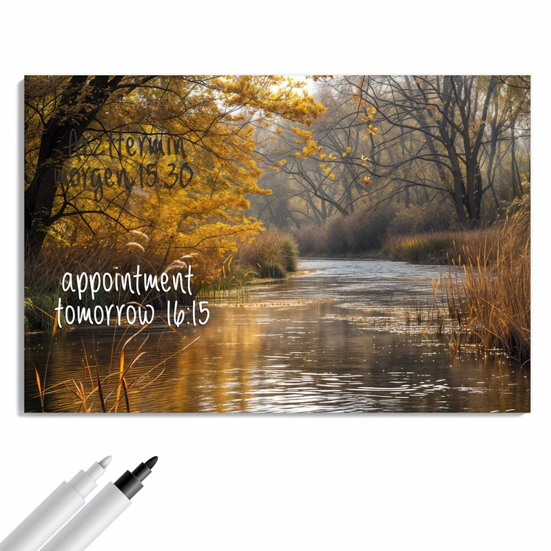 Metall Magnettafel - Schilf am Herbstfluss