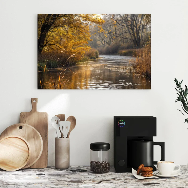 Metall Magnettafel - Schilf am Herbstfluss