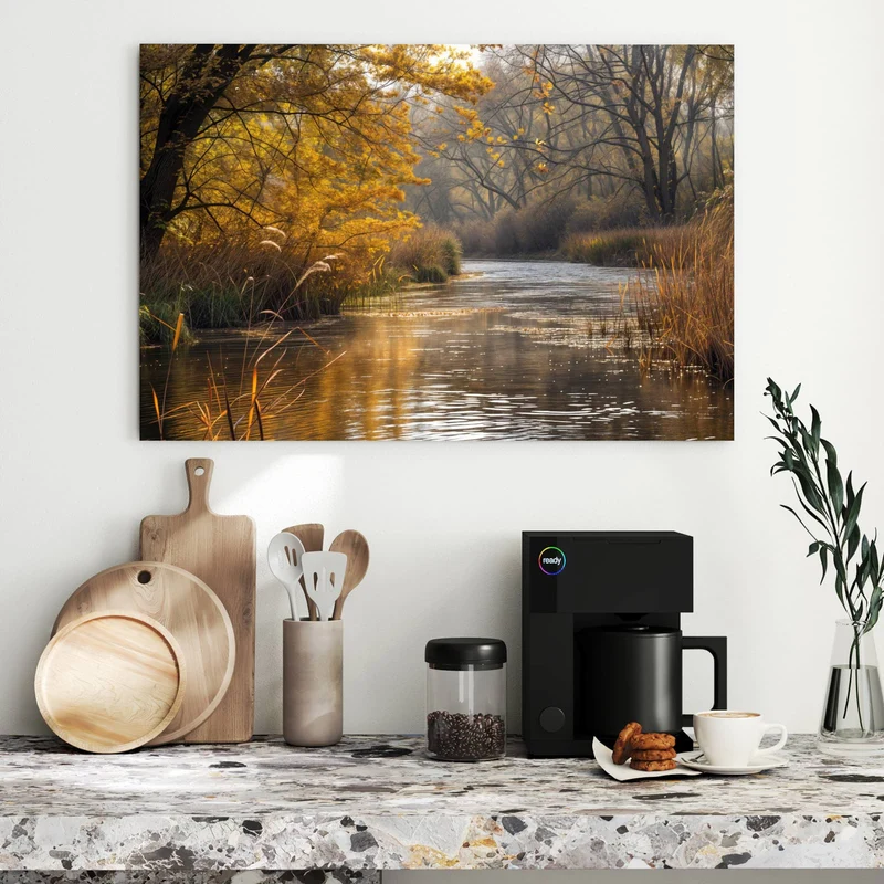 Metall Magnettafel - Schilf am Herbstfluss