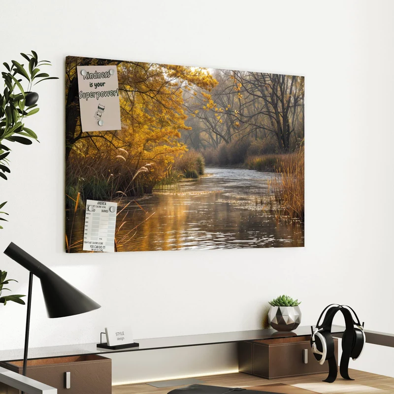 Metall Magnettafel - Schilf am Herbstfluss