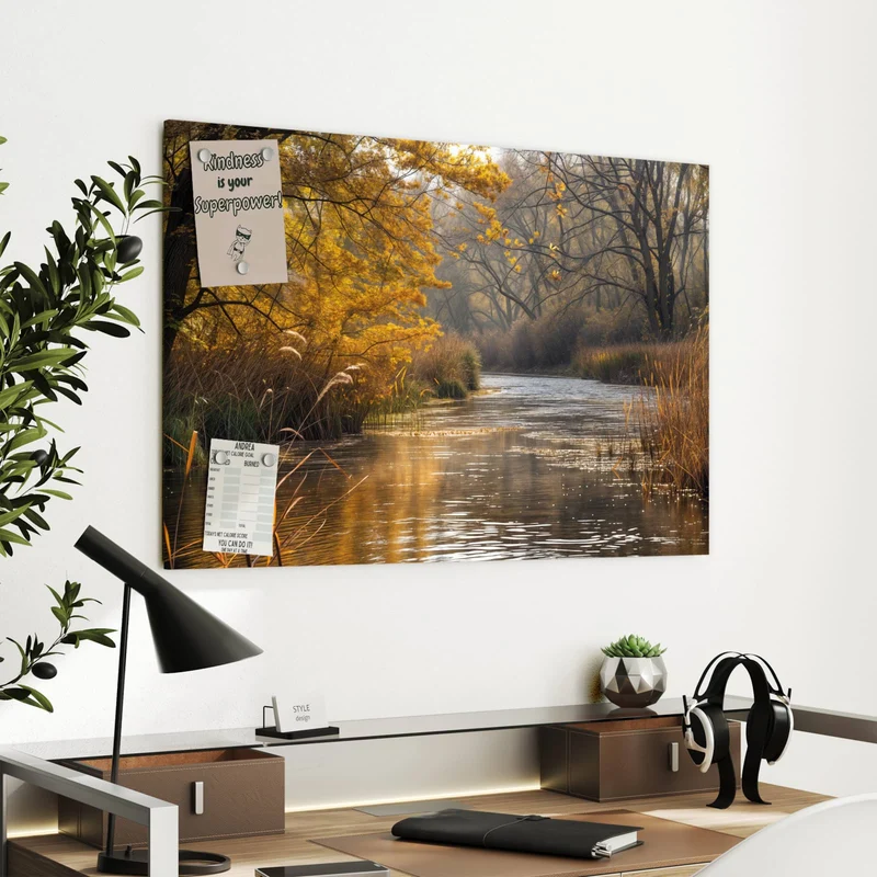 Metall Magnettafel - Schilf am Herbstfluss