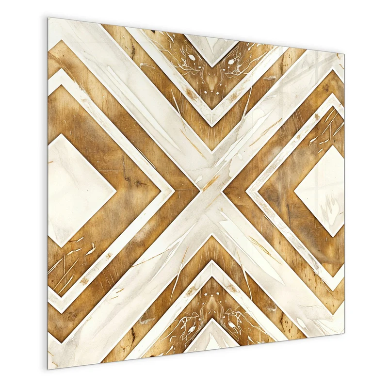 Glas Magnettafel - Rauten in Holzoptik