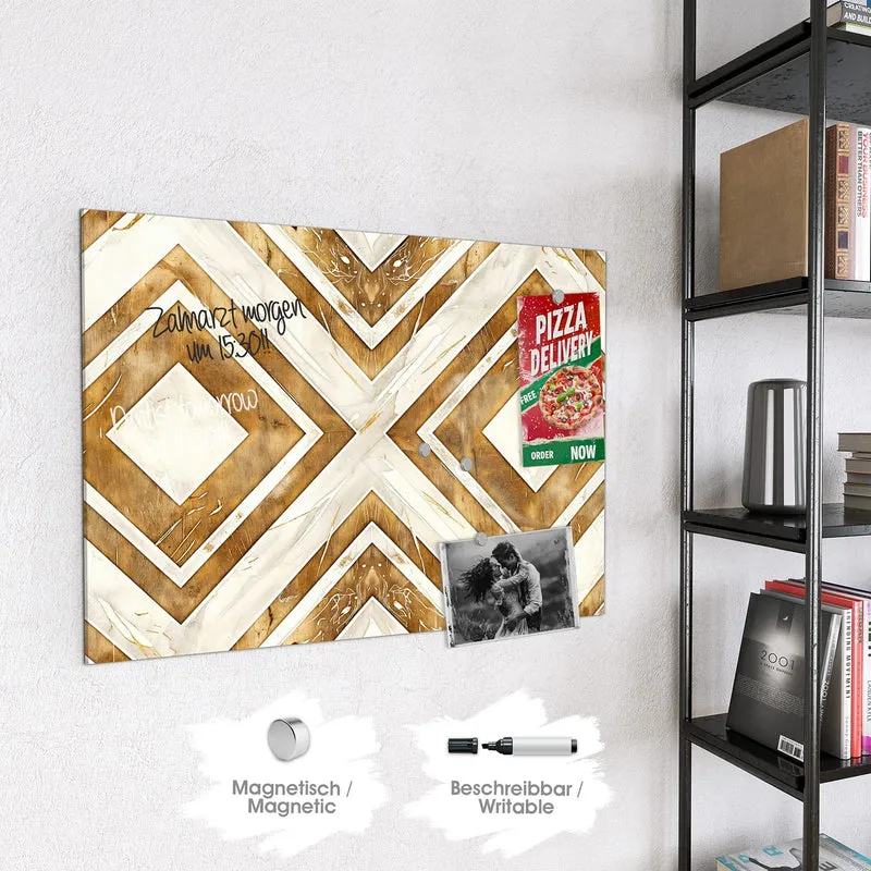 Glas Magnettafel - Rauten in Holzoptik