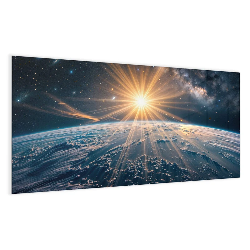 Glas Magnettafel - Sonne über blauer Erde