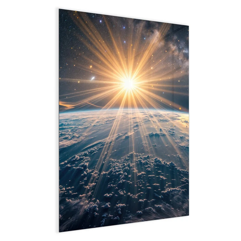 Glas Magnettafel - Sonne über blauer Erde