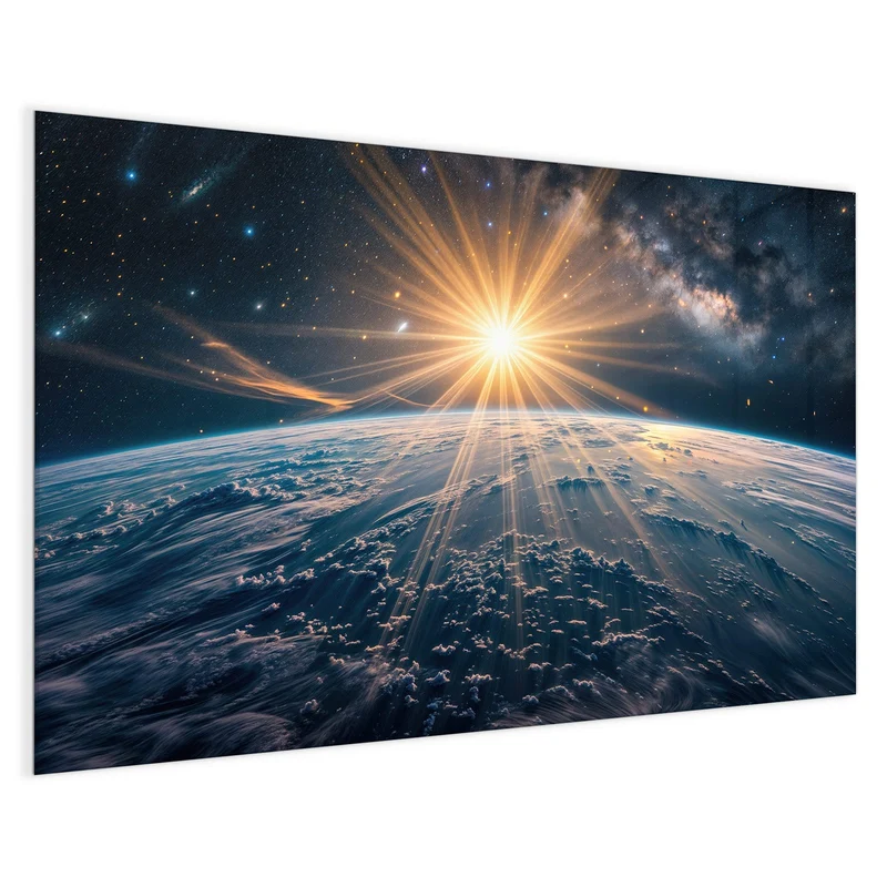 Glas Magnettafel - Sonne über blauer Erde