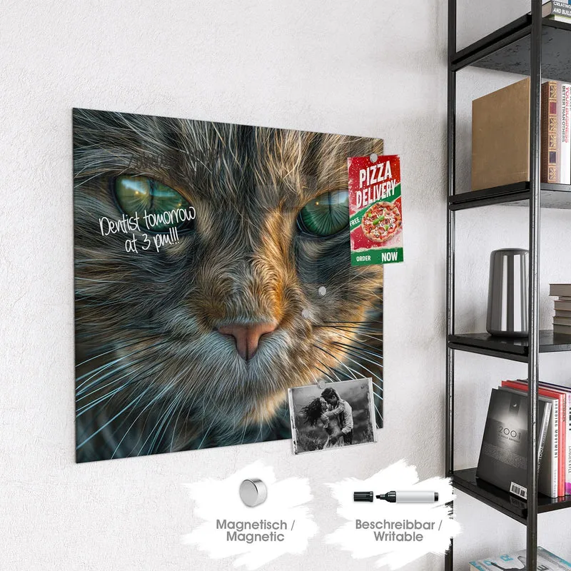 Glas Magnettafel - Getigerte Katze