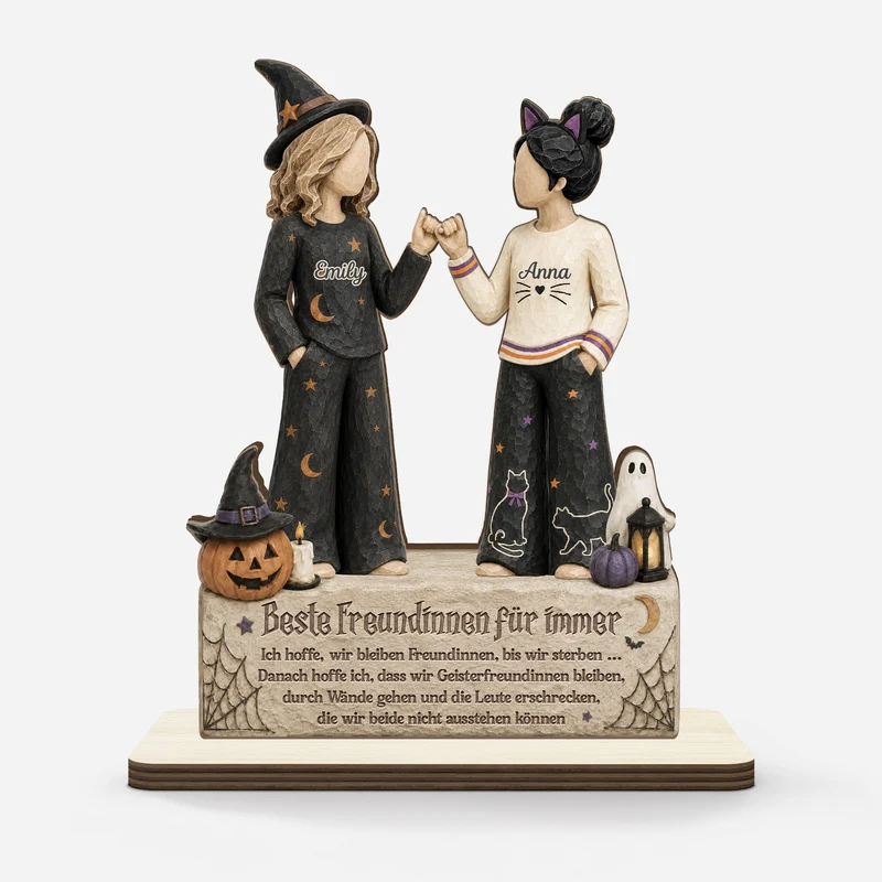 [3D-Optik] Beste Freunde Für Immer - Personalisiertes Geschenk | Holzaufsteller Mit Standfuß Halloween
