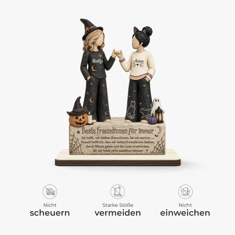 [3D-Optik] Beste Freunde Für Immer - Personalisiertes Geschenk | Holzaufsteller Mit Standfuß Halloween