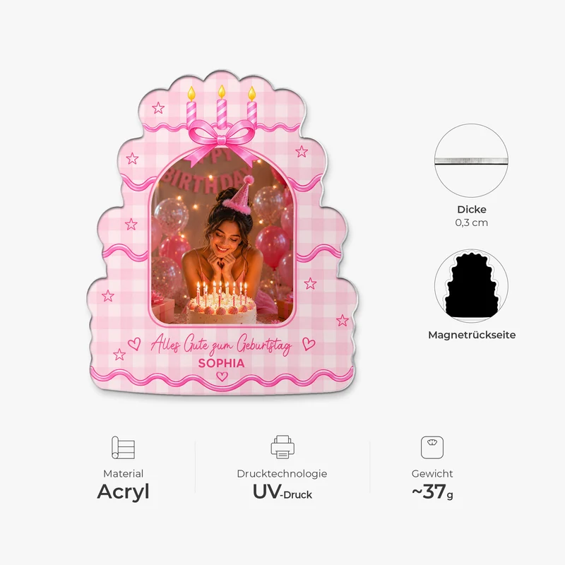 Alles Gute Zum Geburtstag - Personalisierte Geschenke Foto | Acryl Magnet