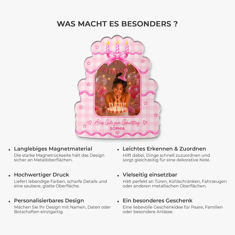 Alles Gute Zum Geburtstag - Personalisierte Geschenke Foto | Acryl Magnet