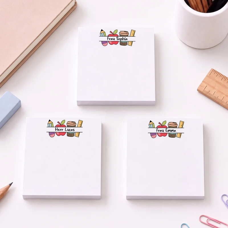 Schulstart + Lehrerin - Personalisiertes Geschenk | Haftnotizen