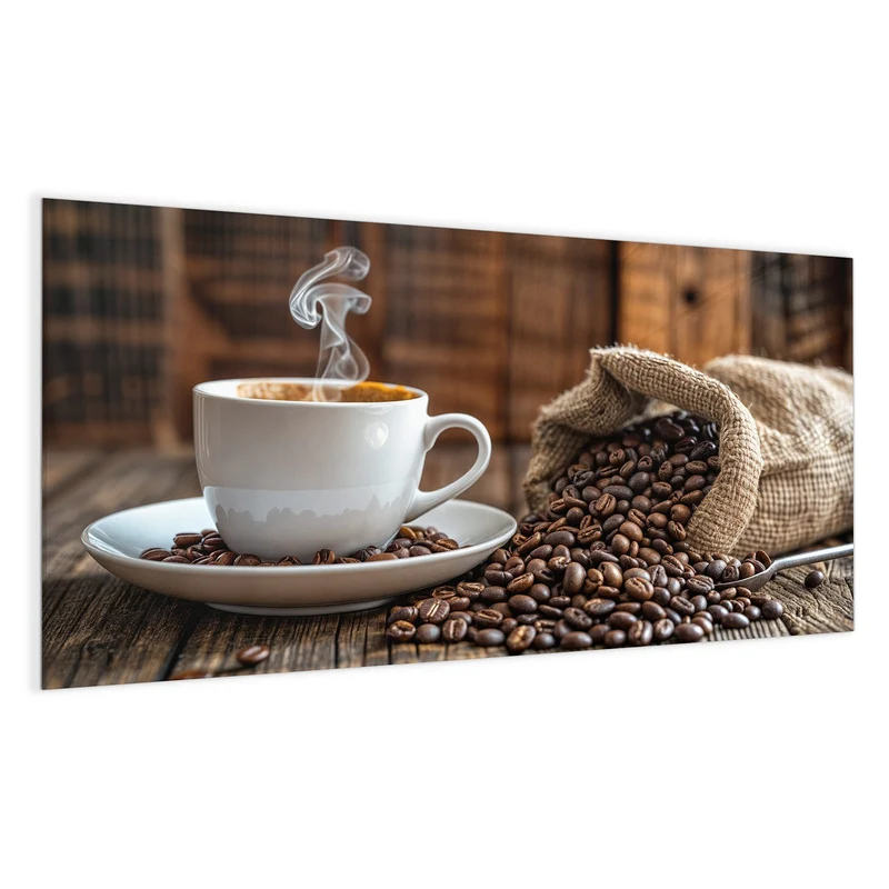 Glas Magnettafel - Dampfende Tasse Kaffee