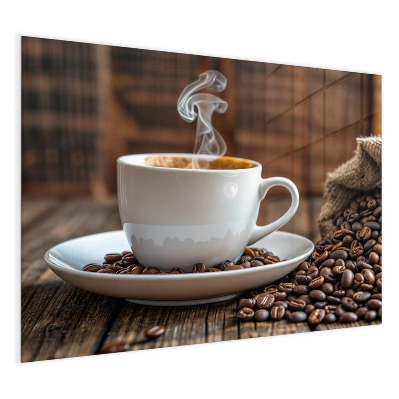 Glas Magnettafel - Dampfende Tasse Kaffee
