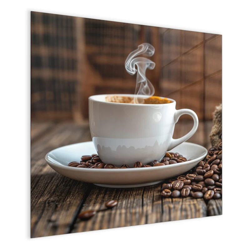 Glas Magnettafel - Dampfende Tasse Kaffee