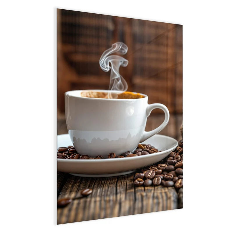 Glas Magnettafel - Dampfende Tasse Kaffee