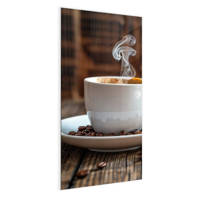 Glas Magnettafel - Dampfende Tasse Kaffee