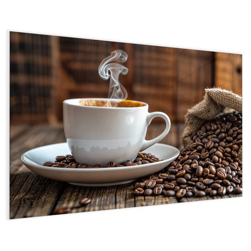 Glas Magnettafel - Dampfende Tasse Kaffee