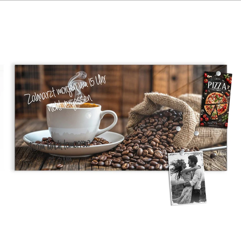 Glas Magnettafel - Dampfende Tasse Kaffee