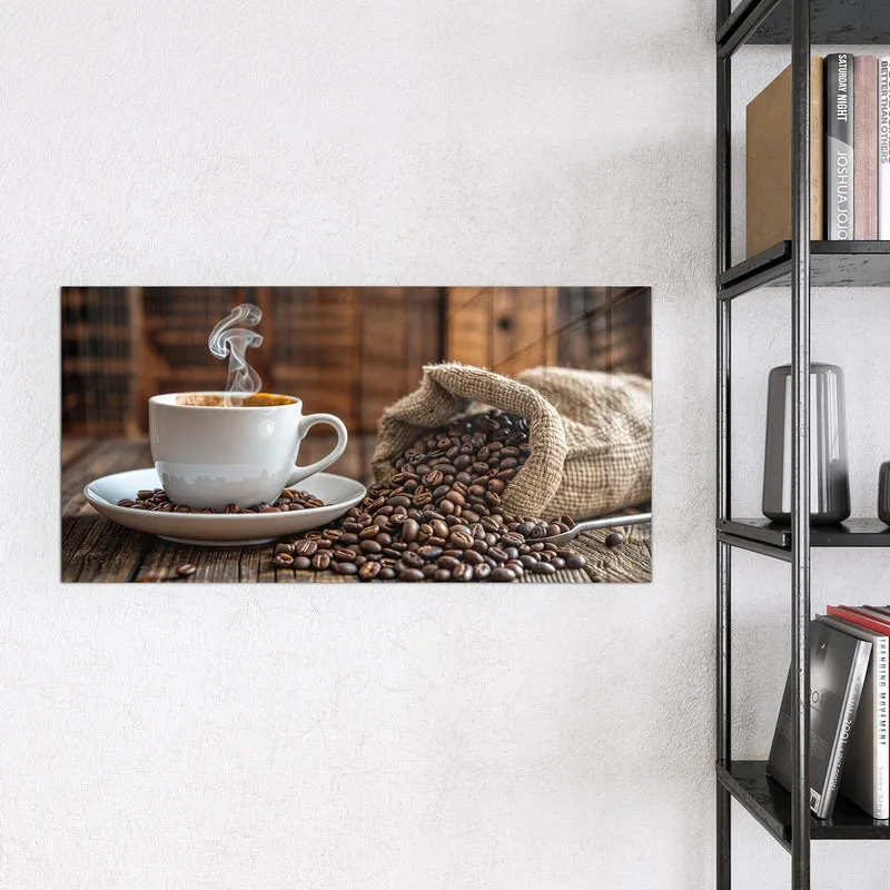 Glas Magnettafel - Dampfende Tasse Kaffee
