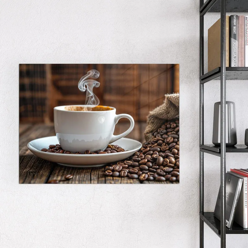 Glas Magnettafel - Dampfende Tasse Kaffee